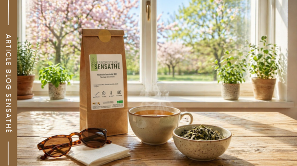 Tisane anti allergie aux plantes antihistaminique pour accompagner naturellement le confort respiratoire pendant la saison des pollens - Herboristerie Sensathé